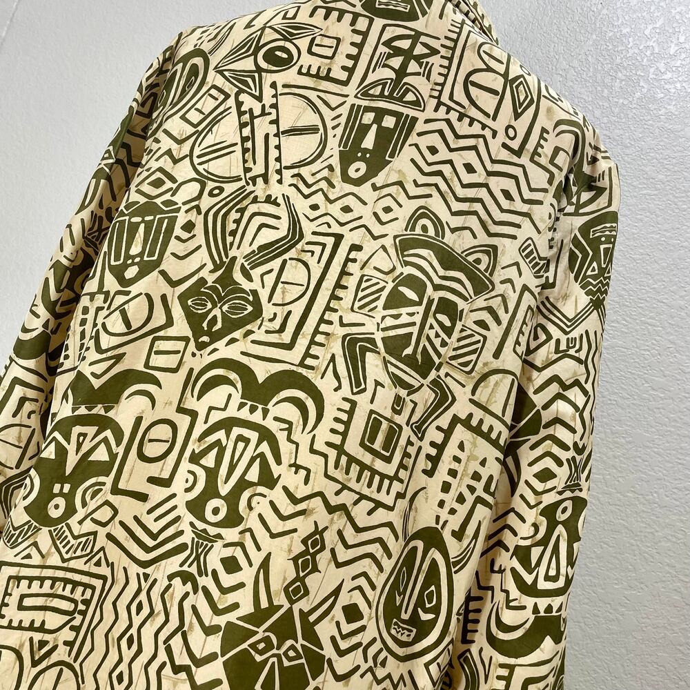 Vintage 90s Bogari Silk Relaxed Blazer Jacket Womens Large Tribal Boho Print - Picture 6 of 9